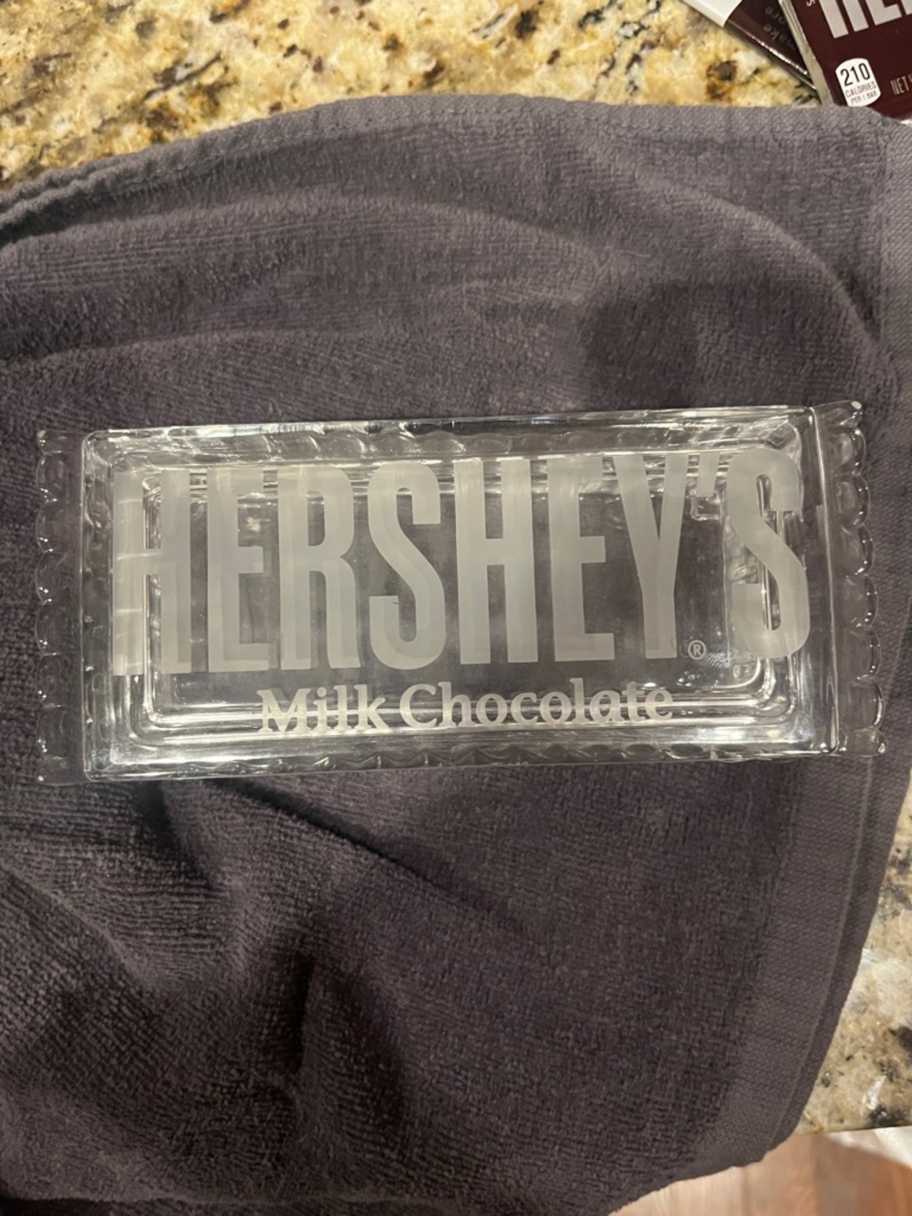 Hershey's Milk Chocolate Candy Bar Glass Covered Candy Dish Etched Classic Brown - Picture 2 of 12